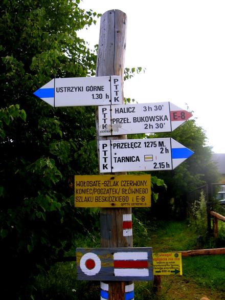 Koniec/początek szlaku w Wołosatem, małej przygranicznej wiosce w Bieszczadach