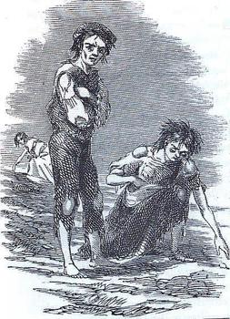 Szkic z epoki, przedstawiający głodujących wykopywaczy ziemniaków