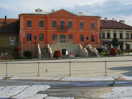 Pałac Przychockich, na dole widać fragment malowidła 3D