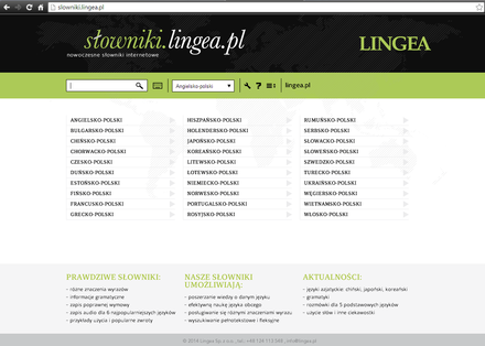 Widok podstawowy witryny www.slowniki.lingea.pl