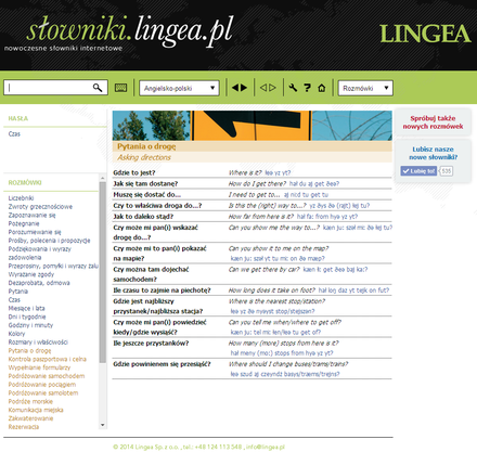 Obraz rozmówek w darmowym internetowym słowniku www.slowniki.lingea.pl